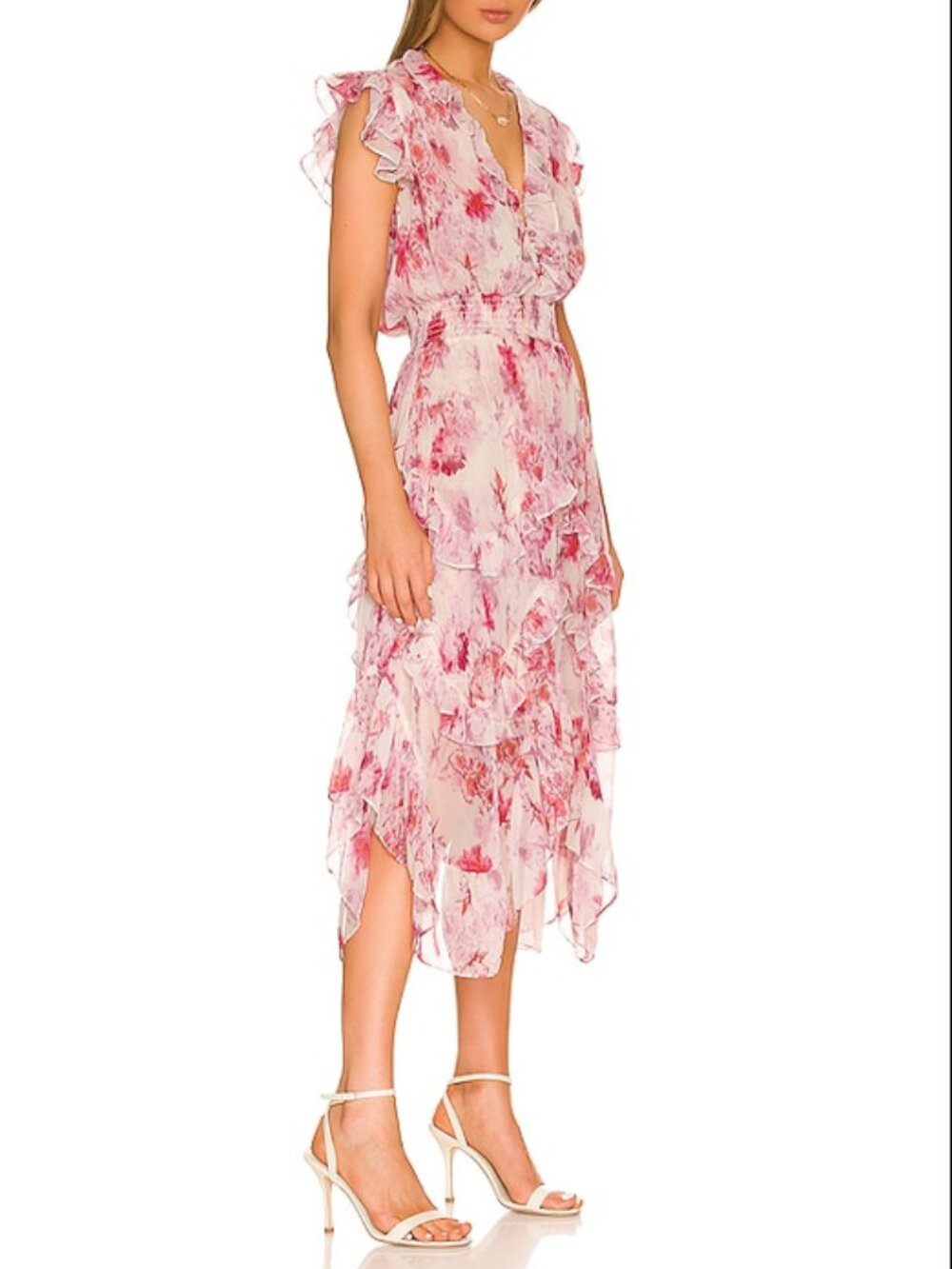 Revolve Misa Los Angeles 'Dakota' Abstract Rosa Floral Print Midi Dress sz XS